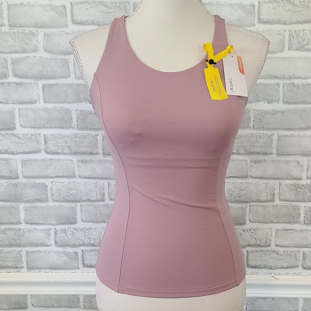Centop Yoga Tank Top Athleisure Athletic Mauve Pink Crossback NEW Sm Sportwear